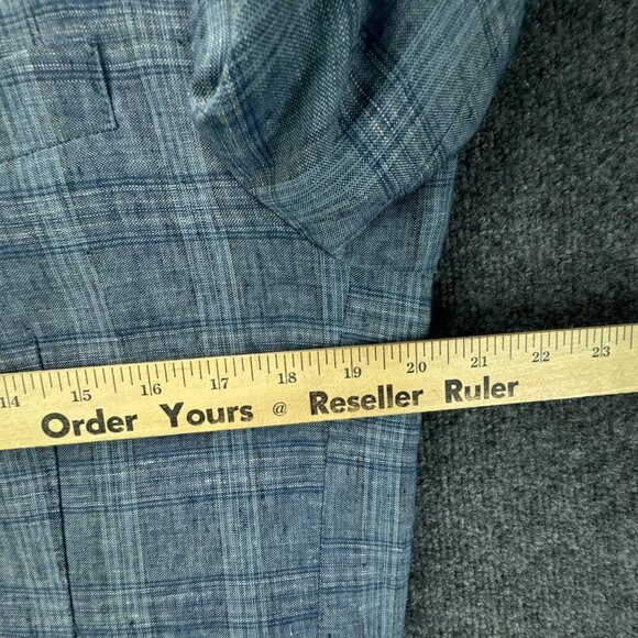 Joseph Abboud Sport Coat Mens Small Blue 100% Linen Plaid Jacket Blazer - Picture 8 of 16